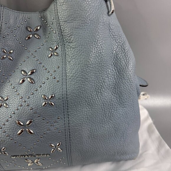 Michael Michael Kors Blue Leather Studded Shoulder Bag - Picture 3 of 14